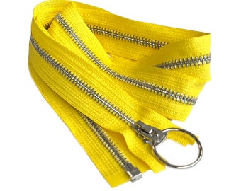 YKK #5 Aluminum U-Type Ring Pull Metal Medium Weight Separating Jacket Zipper Made in The United States - Your choice of Color and Length