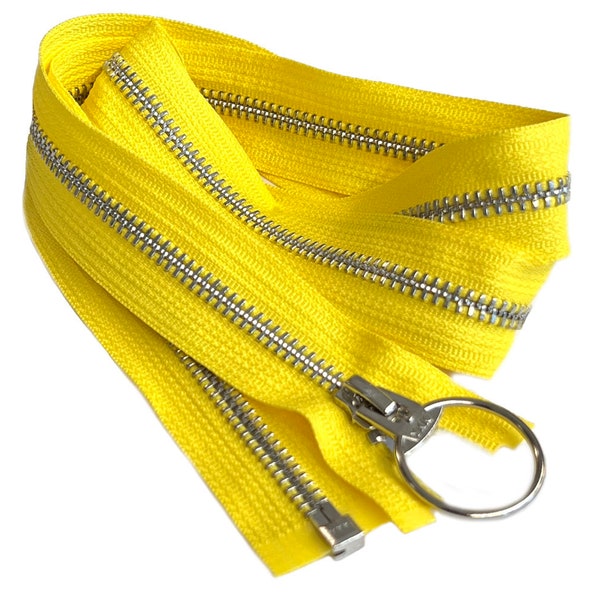 YKK #5 Aluminum U-Type Ring Pull Metal Medium Weight Separating Jacket Zipper Made in The United States - Your choice of Color and Length