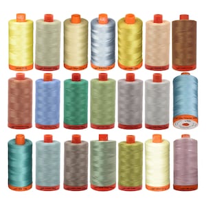 Aurifil 50WT Solid - Mako Cotton Thread - 1422 Yards Each Spool  Color Lemon 2115 - Oyster 2405