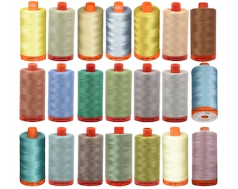 Aurifil Lemon & Oyster Cotton Thread – 50WT Mako, 1422 Yards