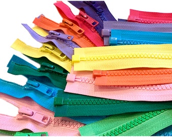 YKK® #5 Vislon Molded Plastic Separating Zippers - Select Length and Color - Sizes - 14" to 36" Inches
