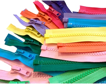 5 pcs YKK Vislon 5mm Molded Plastic Chunky Teeth Separating Sports Zippers 14" to 36" - Select Length and Color