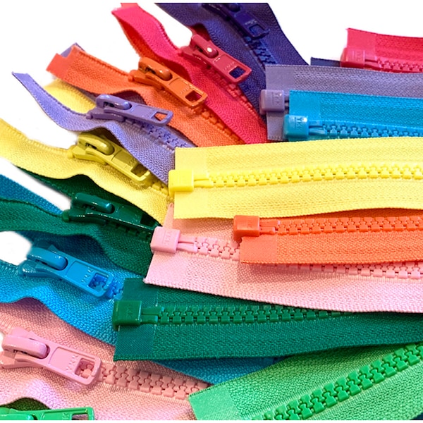 YKK® #5 Vislon Molded Plastic Separating Zippers - Select Length and Color - Sizes - 14" to 36" Inches