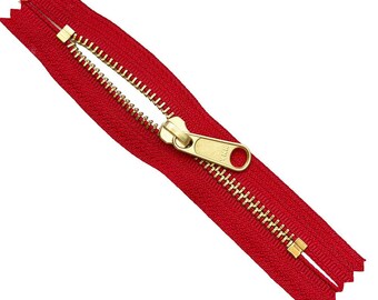 3pcs YKK #5 10" Brass Coverall Metal Zipper with Long Pull (Non-Lock Slider) Both End Closed for Jacket Pockets or Bags