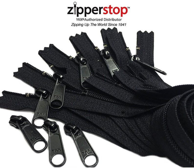 Long Pull YKK\u00ae Nylon Coil #4.5 Handbag Black Zippers with Long Pull Sliders-Closed Bottom Made in USA-5 zippers with YKK\u00ae #4.5 Sliders 3pcs