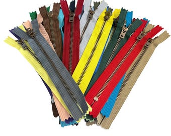 YKK #5 Antique Brass Jean Zipper, 7" Assorted Colors, 25pcs