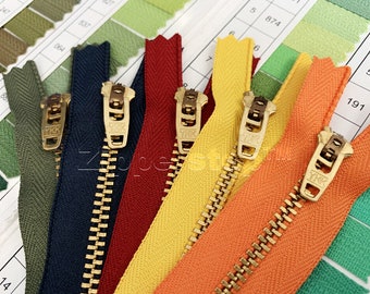 50 cremalleras YKK n.° 4.5 de latón y metal de 9 pulgadas para pantalones y vestidos. Elige tus colores.