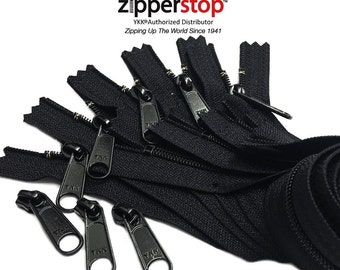 Long Pull YKK® Nylon Coil #4.5 Handbag Zippers with extra Long Pull Slider- Closed Bottom Made in USA ( 5 zippers, YKK® #4.5 Sliders 3pcs