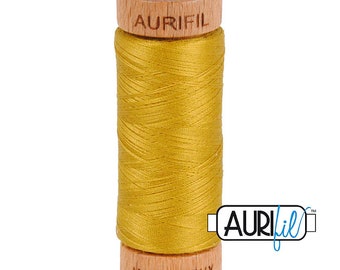 Aurifil 80wt Egyptian Cotton Thread, 300 Yards Small Wooden Spools Made in Italy by Each Your Choice of Colors 5007 Grey Blue -6725 Moondust