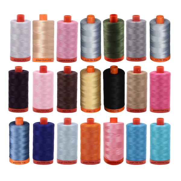 Aurifil 50WT Solid - Mako Cotton Thread - 1422 Yards Each Spool - Select Color