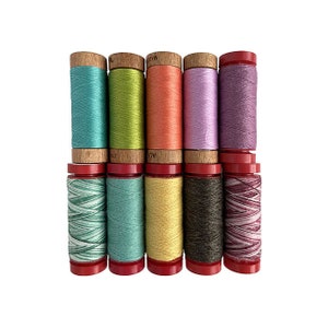 Aurifil Thread -Dream Flowers Collection 10 SMALL SPOOLS Cotton 80wt 1231, 1148, 2220, 2515 Wool 12wt 8006, 8007, 8088, 8130, 8553, 8865