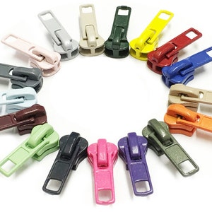Zipper Repair Kit Solution Universal Slider #5 Molded Pulls Mix 15 Colors Assorted