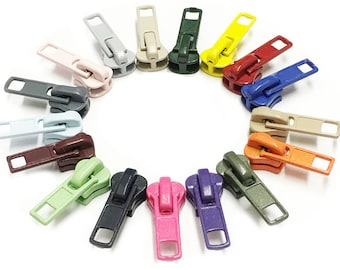 Zipper Repair Kit Solution Universal Slider #5 Molded Pulls Mix 15 Colors Assorted