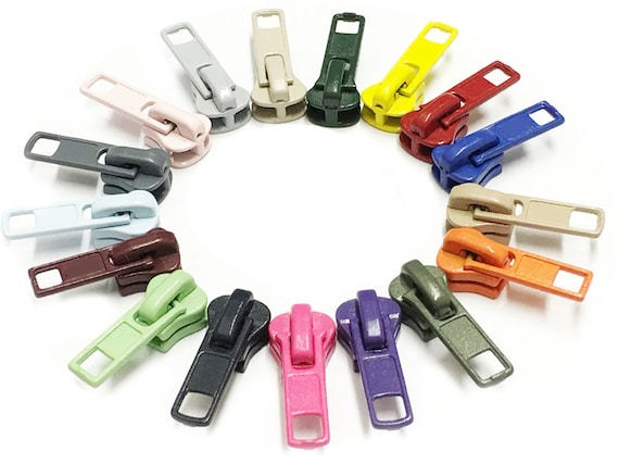 Zipper Repair Kit Solution Universal Slider 5 Molded Pulls Mix 15 Colors  Assorted 