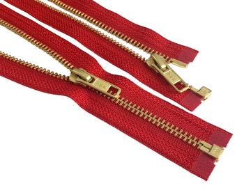 2pcs YKK Jacket  Brass Zipper # 5 Separating brass metal teeth Genuine YKK Jackets Zipper (Select Length and Color) Zipperstop