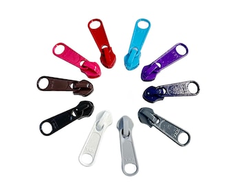YKK #5 Nylon Coil Zipper Sliders – Long Pulls, Assorted Colors 10/Pack