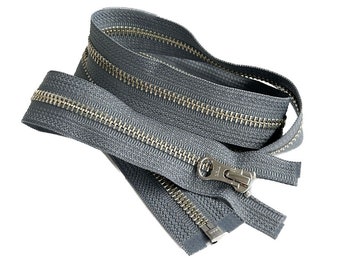 YKK #5 Nickel Silver Separating Zipper – Rail Grey, Choose Length