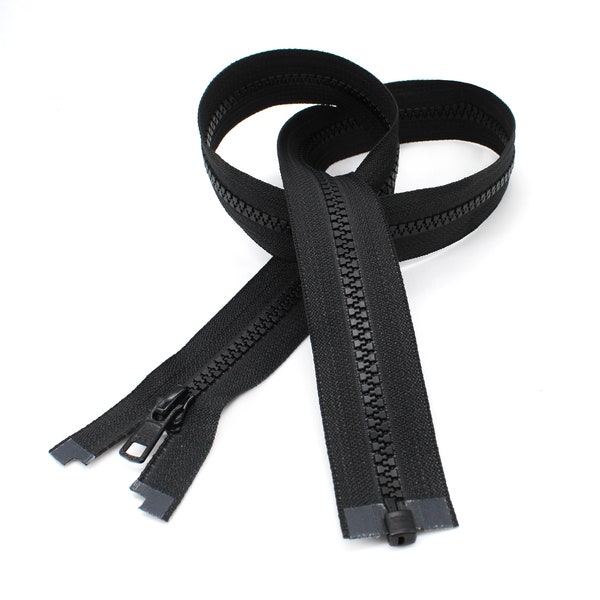 YKK #5 Vislon Molded Plastic Ski & Sport Separating Zipper - Black #580 (1 Zipper/Pack) Made in USA