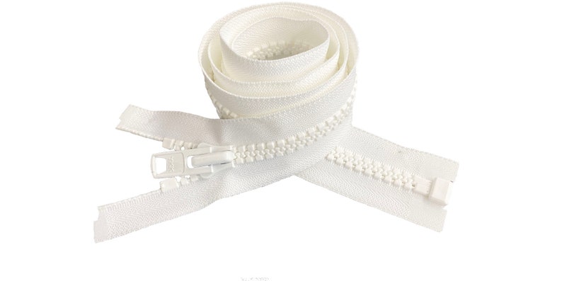 YKK 10 Grand plastique moulé robuste VISLON Séparation Manteau Veste Zippers Fabriqué aux États-Unis Choisissez les couleurs Longueur 5 à 36 White (#501)