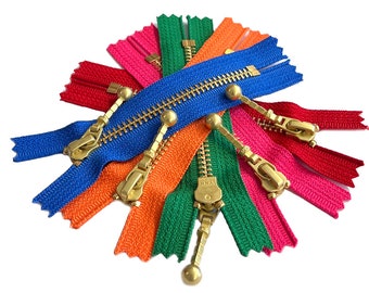 YKK #5 Golden Brass Zipper, Foxtail Pull, 9 Inch (5pcs) - Etsy Canada