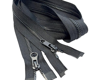 Jacket Zipper #5 Black Oxide Metal Two-Way Medium Weight Automatic Lock Slider Separating - Color: Black #580JN - Choose Length