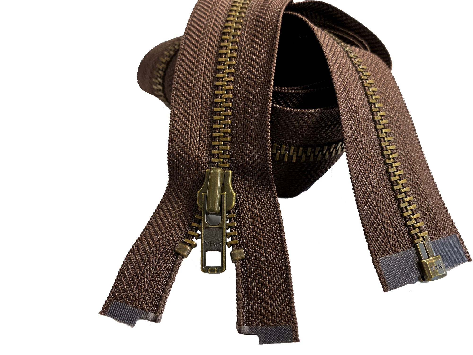  Zipperstop Wholesale YKK- Extra Heavy Duty Jacket Zipper YKK  #10 Brass- Metal Teeth Separating -Chaps Zippers for Crafter's Special  Color Navy #560 Made in USA -Custom Length (10 inches)