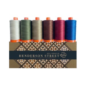 Aurifil Designer Collections Henderson Street Thread 6 LARGE SPOOLS COTTON 50WT 6 Colors 100% Cotton (1422 Yds Each)