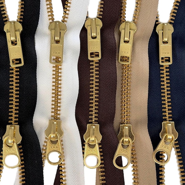 YKK #10 Brass Two-Way Heavy Duty Jacket Zipper – 37" to 48", Made in USA