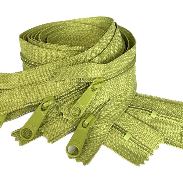 23" YKK #4.5 Nylon Coil Long Pull Handbag Zipper for DIY Made in The United States -Colors 875 - Peridot Green