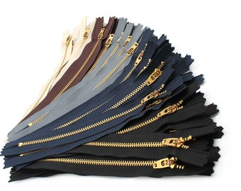 50pcs YKK #4.5 Brass Pant Dress Zipper Metal Closed Bottom Length Available in 3, 4, 5, 6, 7, 9, 11 or 14 Inches