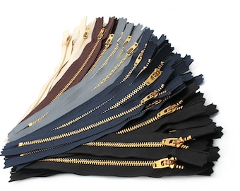 50pcs YKK #4.5 Brass Pant Dress Zipper Metal Closed Bottom Length Available in 3, 4, 5, 6, 7, 9, 11 or 14 Inches