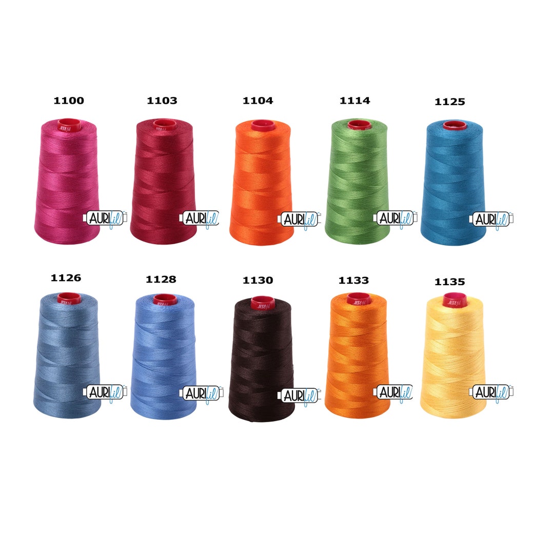 Aurifil 12WT CONES Thread Solid Mako 100 Cotton Thread 1932 Yards Each