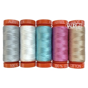 Aurifil Thread Kit - Jump into Quilting Designer Collections 5 SMALL SPOOLS 50WT Assorted Colors 2600, 2021, 5006, 2479, 2314 (220yds each)