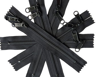 YKK #4.5 Nylon Coil Zipper, Double Pull, 7-10 inch (5 pcs)