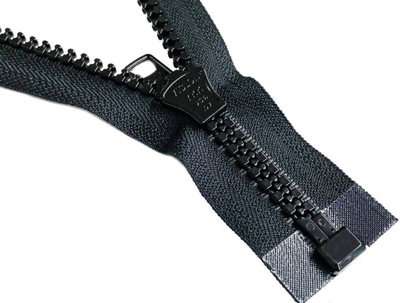 YKK #10 Heavy Duty Vislon Molded Plastic Marine or Jacket Separating Zipper  - Choose Your Length - Color: Black - Made in The United States (1 Zipper  Per Pack) (54 Inches) 