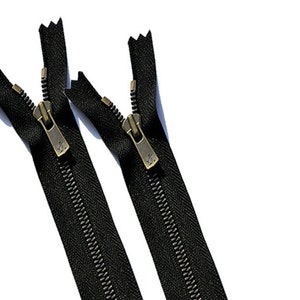 High-End-YKK-Reißverschlüsse - Feinste Qualität-Reißverschluss-36 Zoll YKK 5 Excella Antique Brass Reißverschluss Geschlossener Boden - Schwarz -