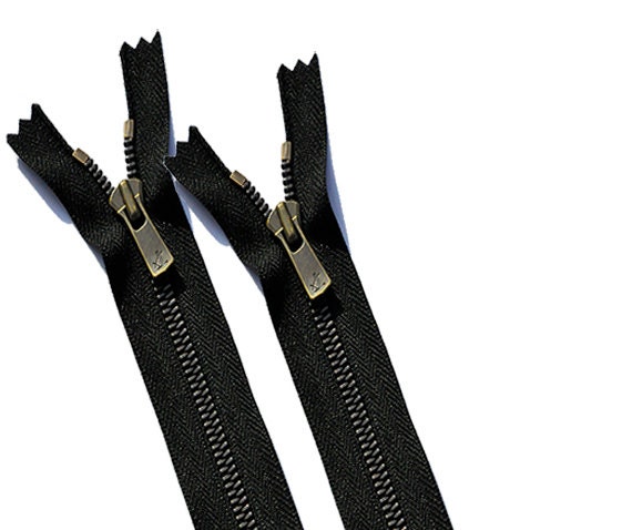 YKK 5 Excella Zipper - 36 Inch Antique Brass, Black - Etsy