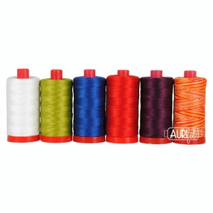 Aurifil Designer Collections Fab Sashiko Essentials Thread 6 Large Spools Cotton Thickest 12WT (356 yd / 325m per spool)