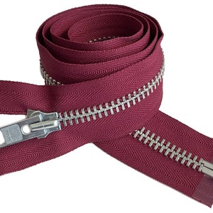 YKK 10 4 to 36 Aluminum Heavy Duty Metal Coats Jacket Zipper Separating Made in The United States Choice of Color Length 525 - Wine
