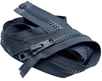 YKK #10 Large Molded Plastic Reversible Pull (Double Tab Metal Slider) Jacket Zipper Separating Color Navy #560W Choose Length