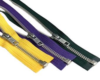 10&quot; WHOLESALE YKK 10 inch Jacket Zipper YKK Number 5 Aluminum Metal  - Medium Weight  - Separating -  Choose your own colors