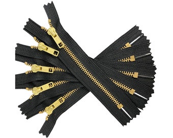 Bico de metal YKK nº 5 em latão com deslizador automático (5 unidades) - Materiais para costura