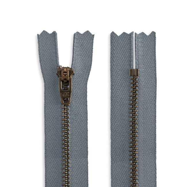 25pcs YKK #4.5 Antique Brass Jeans Zipper – Semi-auto Lock, USA