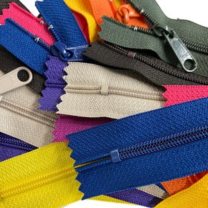 10 pezzi YKK #4.5 12" Bobina in nylon Non bloccabile Tirante lungo Estremità chiusa (Non separabile) per borse o borse Cerniera Prodotto negli Stati Uniti - Colori a tua scelta