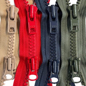 YKK #10 Two-Way Molded Plastic VISLON Heavy Duty Separating (Jacket) Heavy Duty Zipper for Coat Jacket Winter Coat Select Color, 5&quot; to 36&quot;