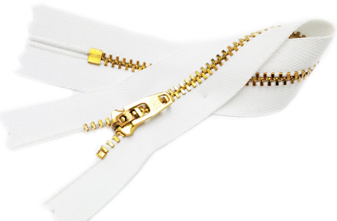 7 Inch White YKK Pants Zipper – Brass, Closed Bottom - Etsy