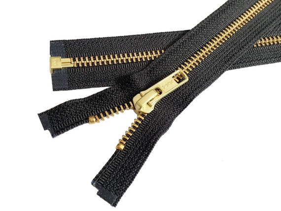 YKK #5 Brass Jacket Zipper - 27" Medium Weight Separating Zipper In 580 Black (Single Pack) - View #3