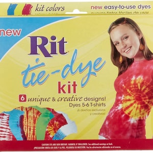 Tie-Dye Kit with Rit Dye, Rubberbands, Gloves and Ideas! - Easy To Use! - DIY - Dye Up to 6 Shirts!