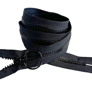 YKK #5 Vislon Plastic Closed End Zipper with U-Type Ring Pull (Black) DIY Craft Sewing