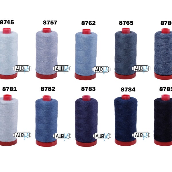 Aurifil Thread Lana Wool Large Spools 12WT 54 Yards (350 Mt) Each - Your Choice of Color 8745 Robins Egg Blue - 8980 Metal